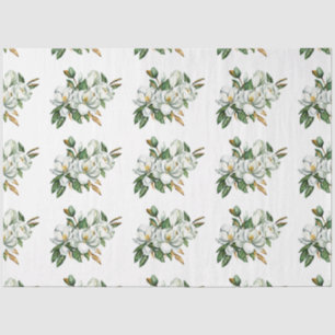 Papier Mousseline Motif de magnolia à l'aquarelle douce bleu