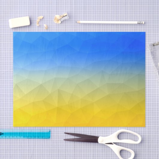 Papier Mousseline Motif de maillage géométrique bleu jaune Ukraine (Artisanat)