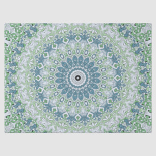 Papier Mousseline Motif de mandala côtier bleu et vert de mer