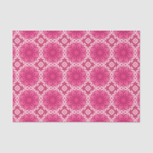 Papier Mousseline Motif de marguerite géométrique en corail et rose (Recto)