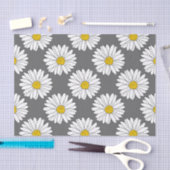 Papier Mousseline Motif de marguerite gris jaune blanc (Artisanat)