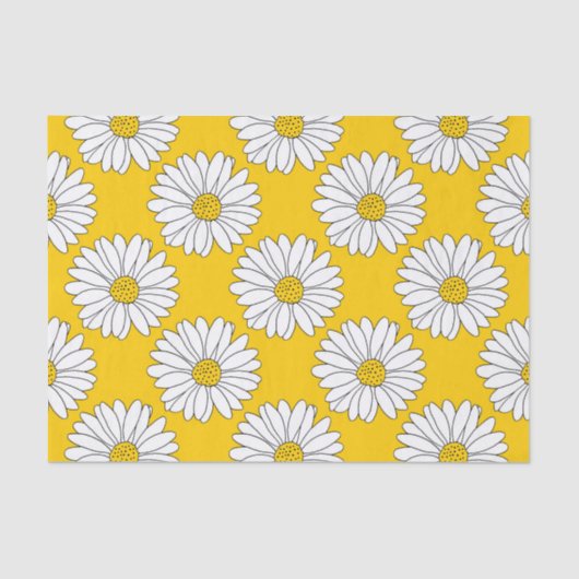 Papier Mousseline Motif de marguerite jaune blanc 2 (Recto)