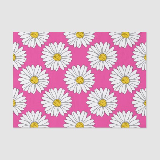 Papier Mousseline Motif de marguerite rose jaune (Recto)
