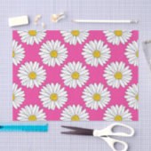 Papier Mousseline Motif de marguerite rose jaune (Artisanat)