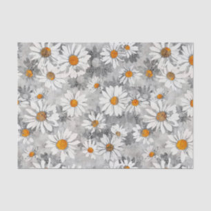 Papier Mousseline Motif de marguerites blanches