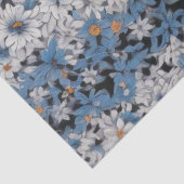 Papier Mousseline Motif de marguerites bleu et blanc (Détail)
