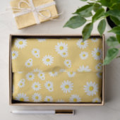Papier Mousseline Motif de marguerites de printemps de Boho jaune (Cadeau)