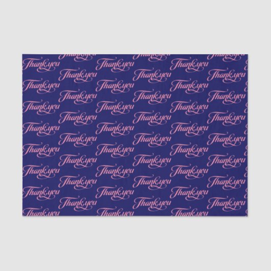 Papier Mousseline Motif De Merci Pastel Rose Et Bleu Foncé (Recto)