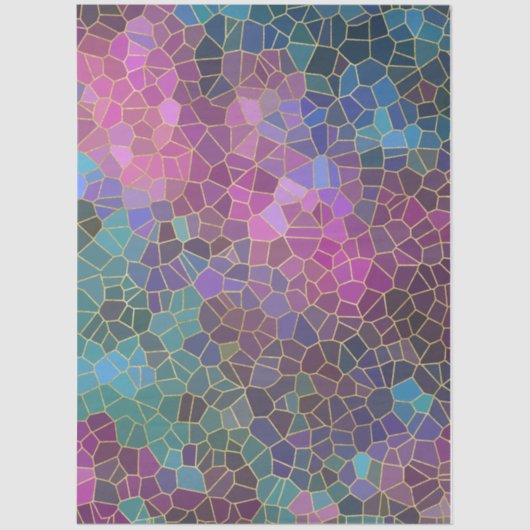 Papier Mousseline Motif de mosaïque de rose violet Turquoise bleu ve (Recto)