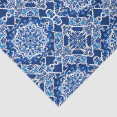 Papier Mousseline Motif de mosaïque en Indigo et Cobalt Blue (Détail)