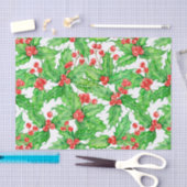 Papier Mousseline Motif de Noël à l'aquarelle de baie blanche (Artisanat)
