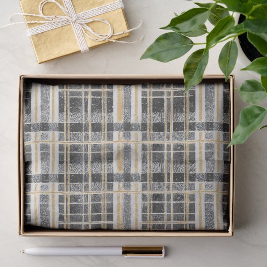 Papier Mousseline Motif de Noël Black Gold Christmas #2 ID1009 (Cadeau)