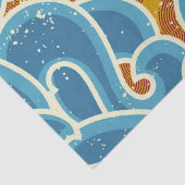 Papier Mousseline Motif de Noël côtier Retro Soleil, Mer & Vagues (Détail)