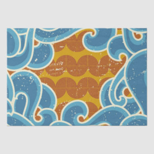 Papier Mousseline Motif de Noël côtier Retro Soleil, Mer & Vagues