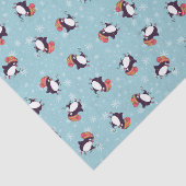 Papier Mousseline Motif de Noël de Pingouin de flocon bleu (Détail)