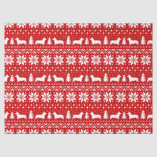 Papier Mousseline Motif de Noël de silhouettes de corgi de Gallois