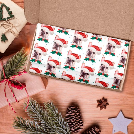 Papier Mousseline Motif de Noël du chien de taureau français mignon