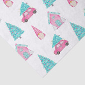 Papier Mousseline Motif de Noël Gnome mignon rose menthe (Détail)