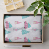 Papier Mousseline Motif de Noël Gnome mignon rose menthe (Cadeau)