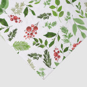 Papier Mousseline Motif de Noël Holly Feuilles Red Berry (Détail)