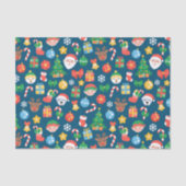 Papier Mousseline Motif de Noël joyeux sur bleu (Recto)