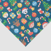 Papier Mousseline Motif de Noël joyeux sur bleu (Détail)