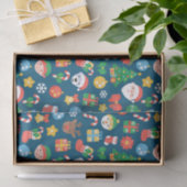 Papier Mousseline Motif de Noël joyeux sur bleu (Cadeau)