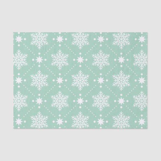 Papier Mousseline Motif de Noël Mint Green White (Recto)