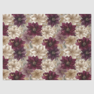 Papier Mousseline Motif de Noël Poinsettia Bourgogne (5)