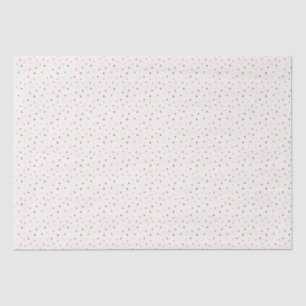 Papier Mousseline Motif de Noël Pois rouge, rose et vert