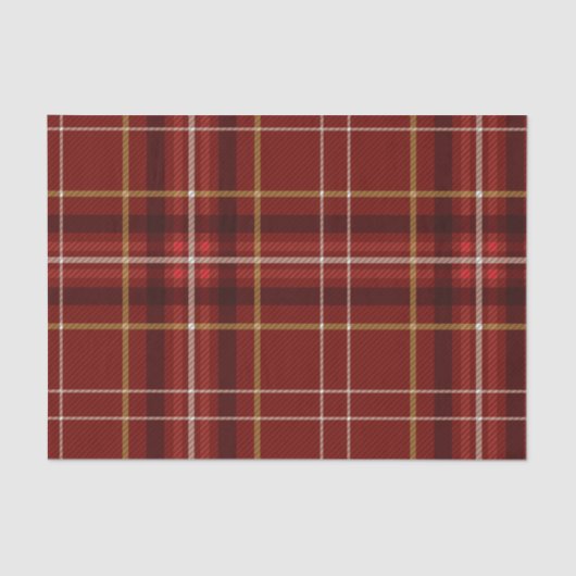 Papier Mousseline Motif de Noël Red Gold Plaid (Recto)