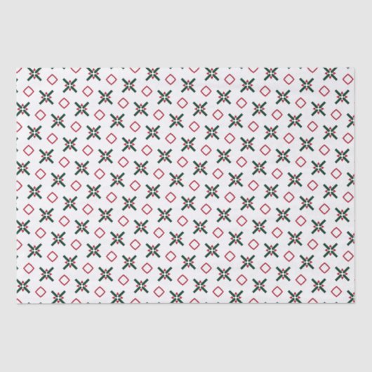 Papier Mousseline Motif de Noël Rouge Blanc et Vert (Recto)