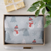 Papier Mousseline Motif de Noël Snowman & Arbres d'hiver (Cadeau)