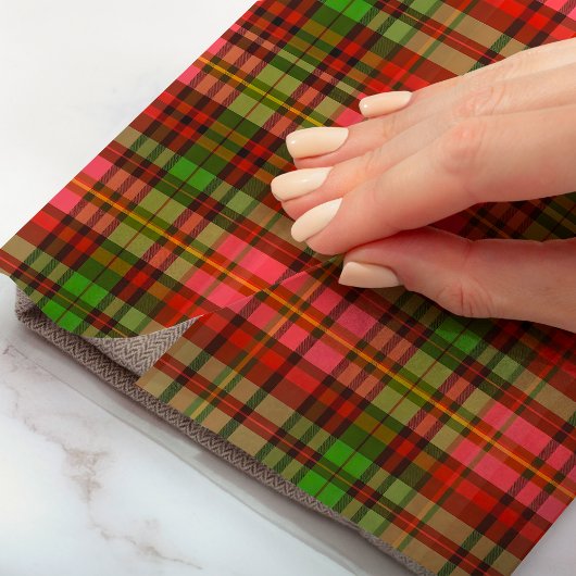 Papier Mousseline Motif de Noël traditionnel rouge vert rose plaid