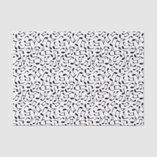 Papier Mousseline Motif de notes de musique blanc et noir