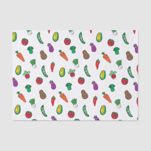 Papier Mousseline Motif de nourriture végétale mignonne (Recto)