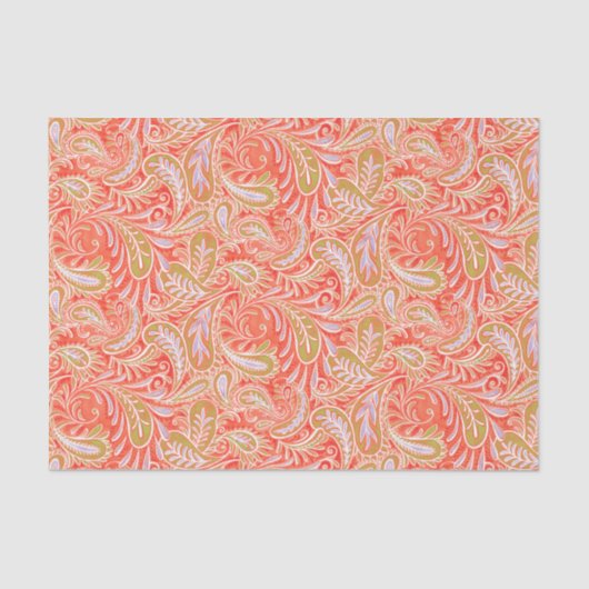 Papier Mousseline Motif de Paisley rouge et vert (Recto)