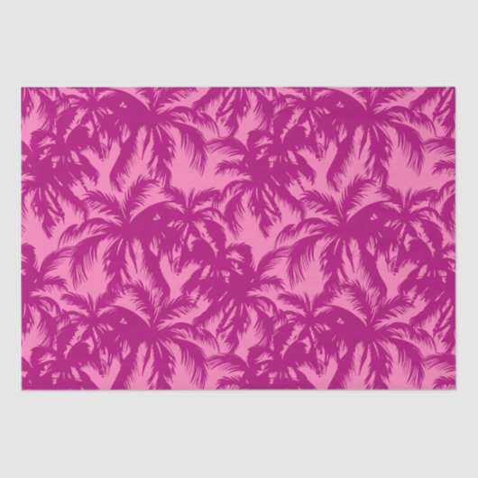Papier Mousseline Motif de palme rose vif (Recto)