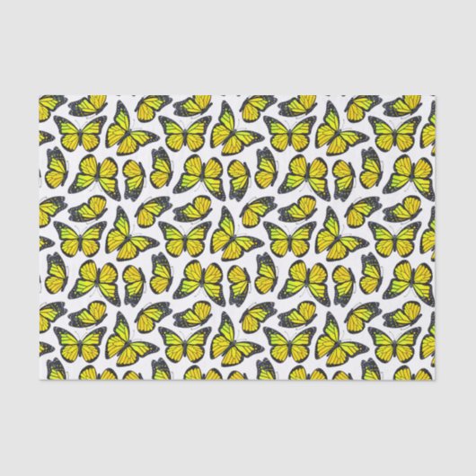 Papier Mousseline Motif de papillon jaune de monarque (Recto)
