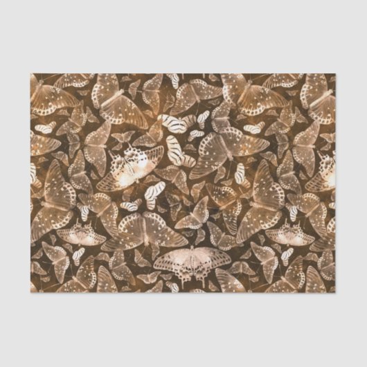 Papier Mousseline Motif de papillons Brown et beige (Recto)