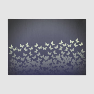 Papier Mousseline Motif de papillons en acier bleu-foncé de couleur