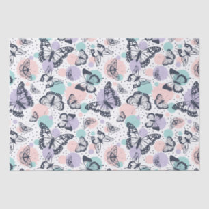 Papier Mousseline Motif de papillons rétro coloré