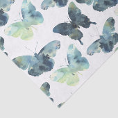 Papier Mousseline Motif de papillons vert-bleu artistique (Détail)
