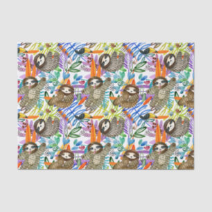 Papier Mousseline Motif de paresse d'aquarelle de bande dessinée