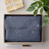 Papier Mousseline Motif de parties scintillant en or brillant bleu m (Cadeau)