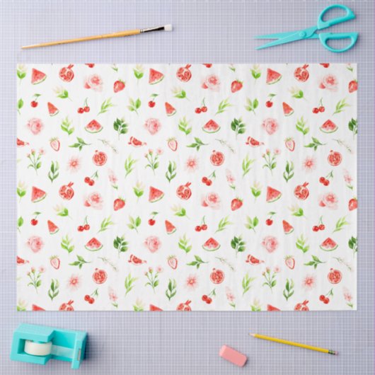 Papier Mousseline Motif de pastèque et grenade (Artisanat)