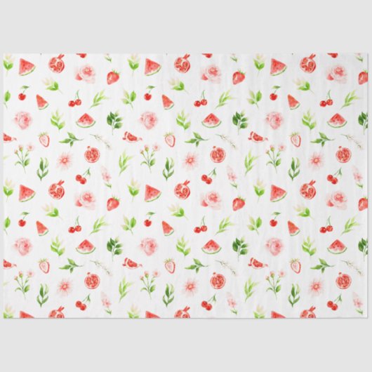 Papier Mousseline Motif de pastèque et grenade (Recto)