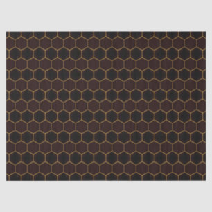 Papier Mousseline Motif de peigne géométrique Brown et Gold Classy