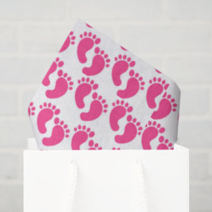 Papier Mousseline Motif de pieds de bébé en carrelage rose mignon