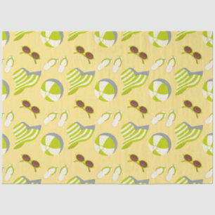 Papier Mousseline Motif de plage avec lunettes de soleil et casquett